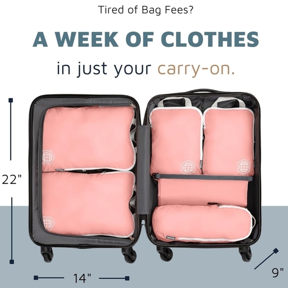 TRIPPED Compression Packing Cubes - 6-Piece Travel Essential Set - Dusty Rose - Picture 4 of 11